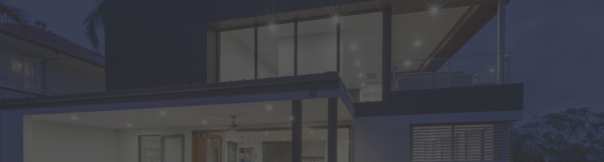 villa with glass windows